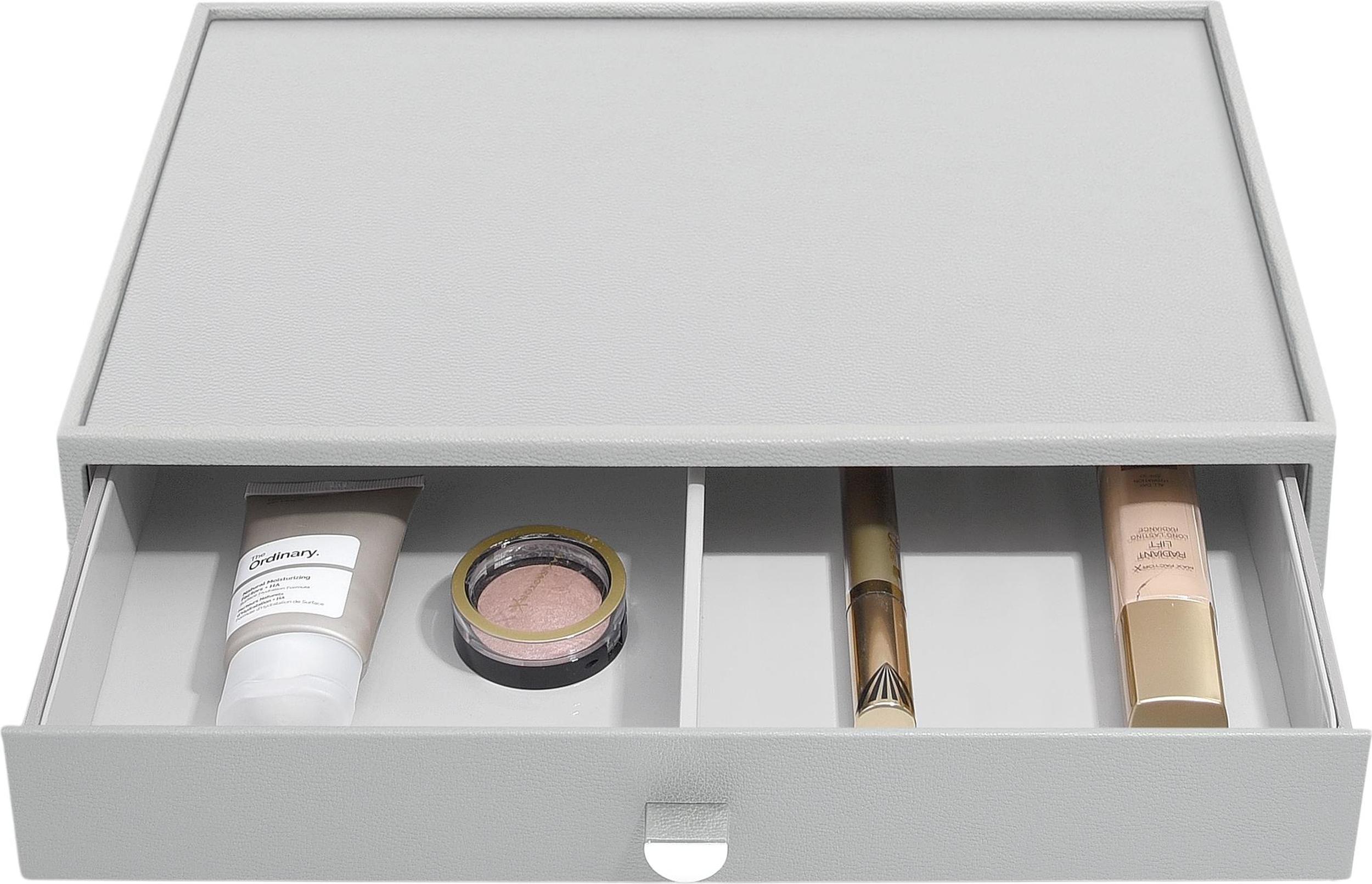 Organizer na kosmetyki Stackers Pebble supersize kamienna szarość z szufladą z podziałką