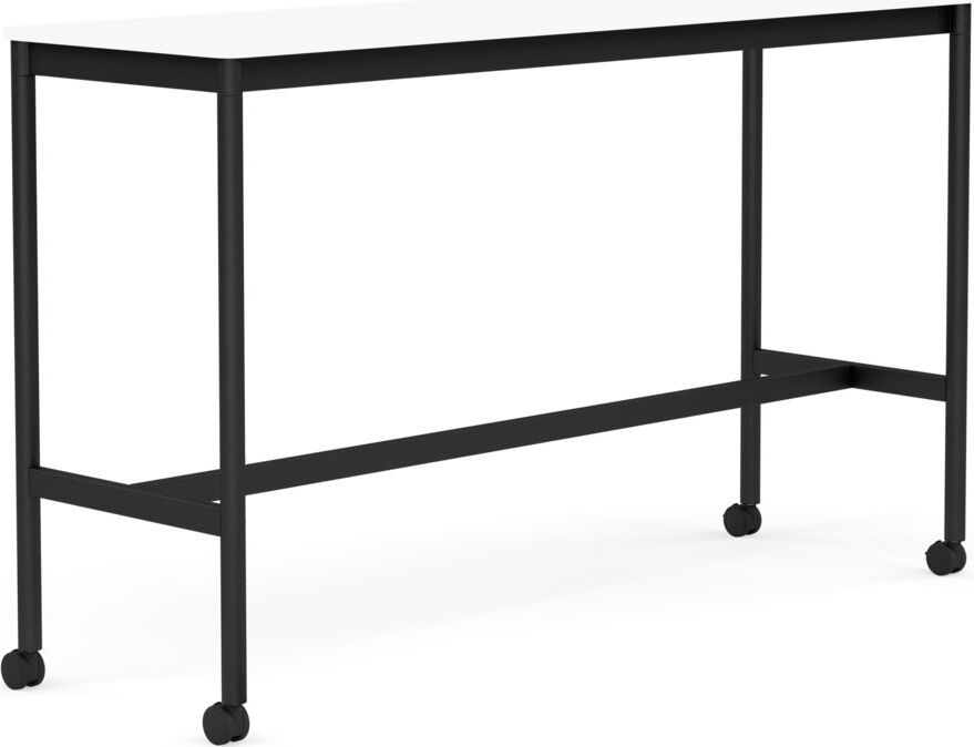 Stół na kółkach Base 50 x 160 x 95 cm biały laminowany ABS nogi czarne