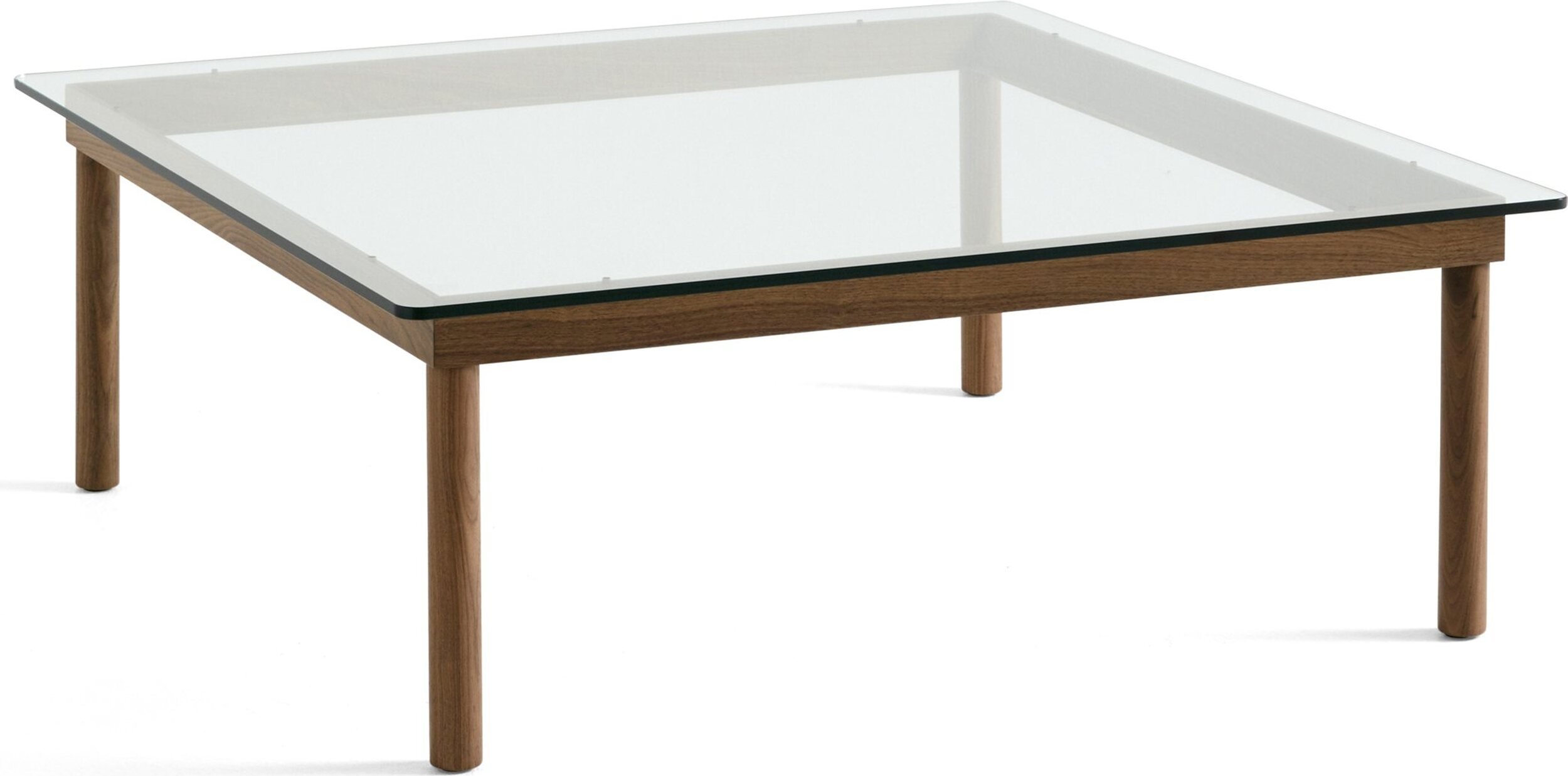 Stolik kawowy Kofi 100 x 100 cm blat szkło gładkie z nogami orzech