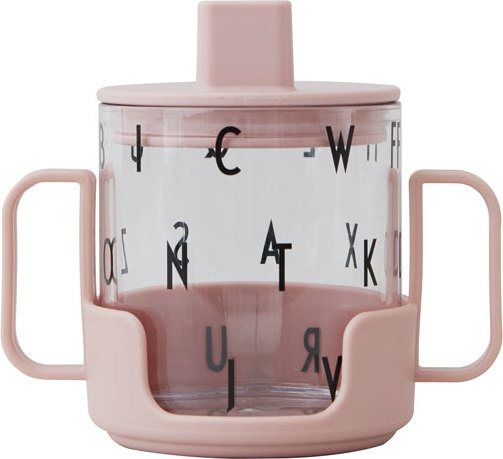 Kubek dziecięcy Grow pudrowy z melaminy i szkła 3 el.