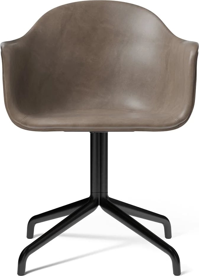 Krzesło obrotowe Harbour szare skórzane na czarnych nogach