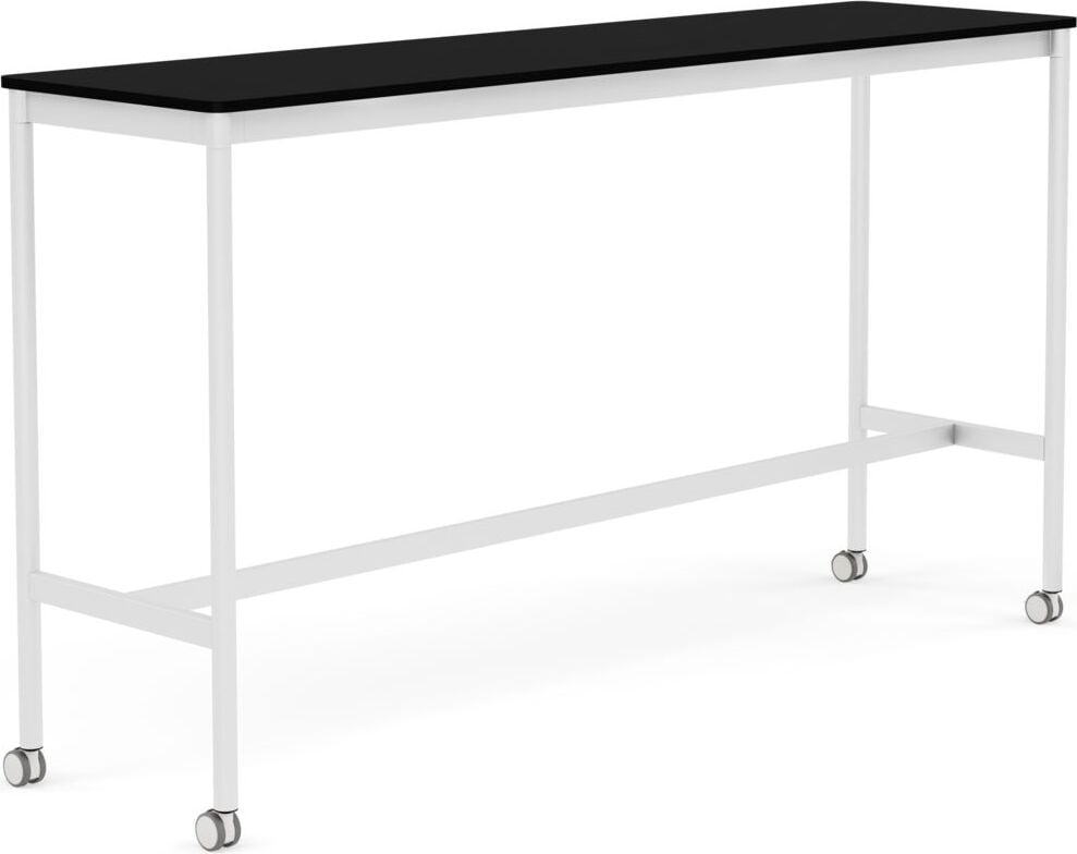 Stół na kółkach Base 50 x 190 x 105 cm czarny laminowany ABS nogi białe