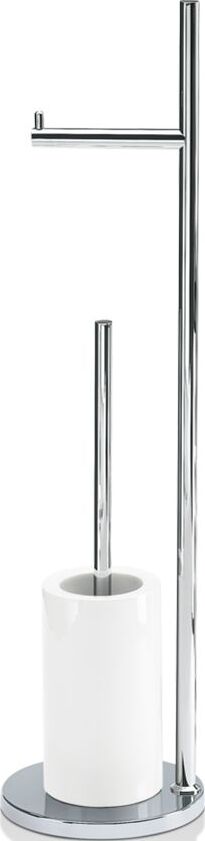 Stojak na papier toaletowy i szczotka do WC Porzellan chrom-czarny z okrągłą podstawą