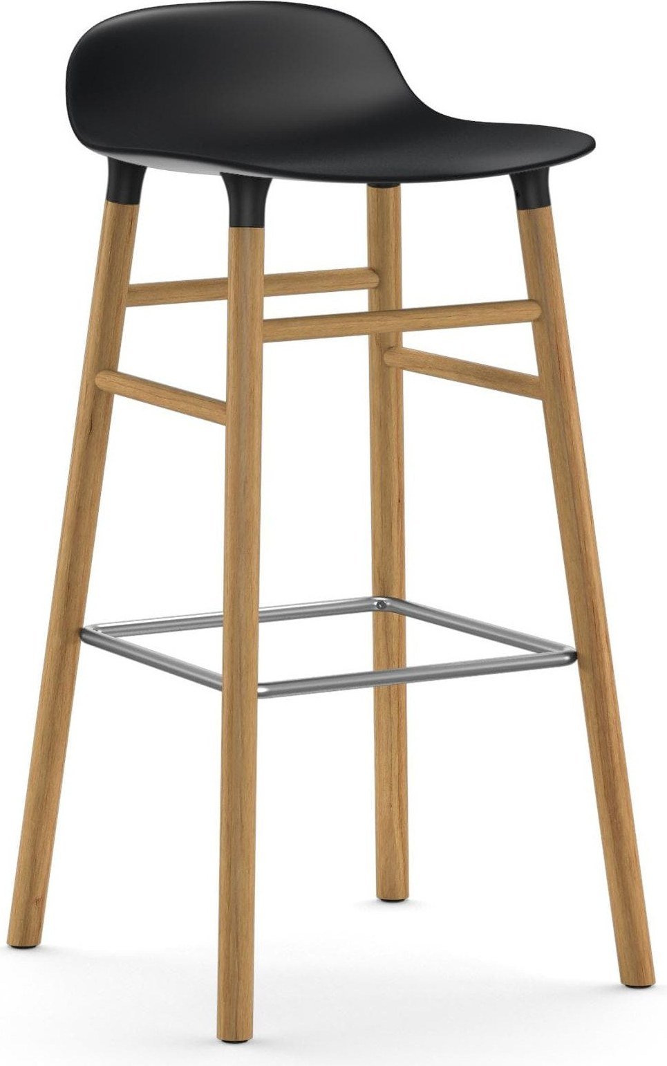 Stołek barowy Form 75 cm czarny drewno dębowe