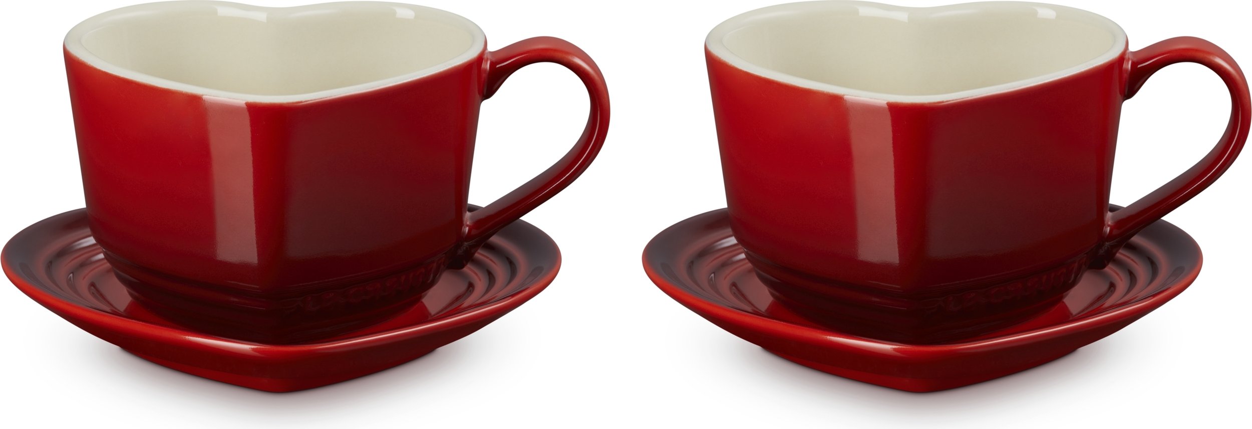 Filiżanki do kawy Heart 220 ml wiśniowe ze spodkami 2 szt.