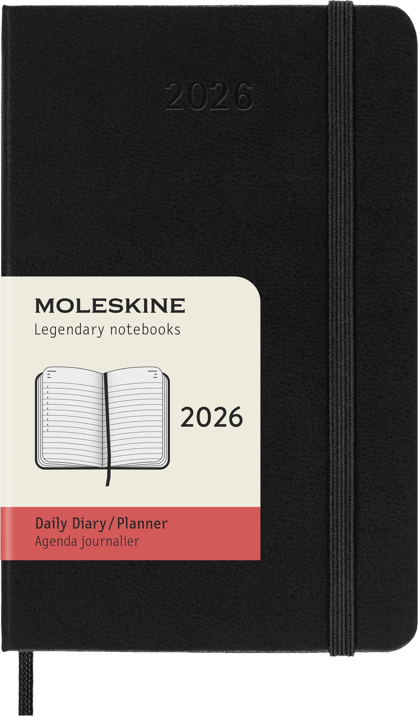 Kalendarz dzienny w twardej oprawie Moleskine 2026 12M P czarny