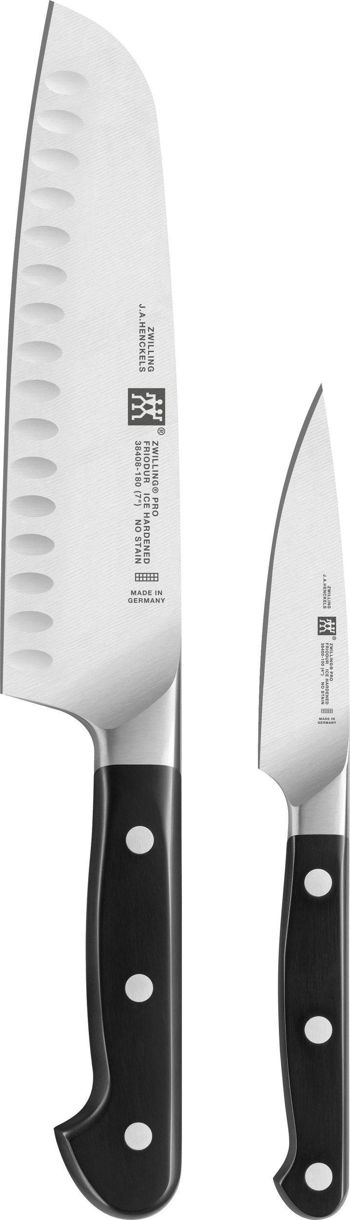 Nóż santoku karbowany i nóż do warzyw Zwilling Pro 2 el.