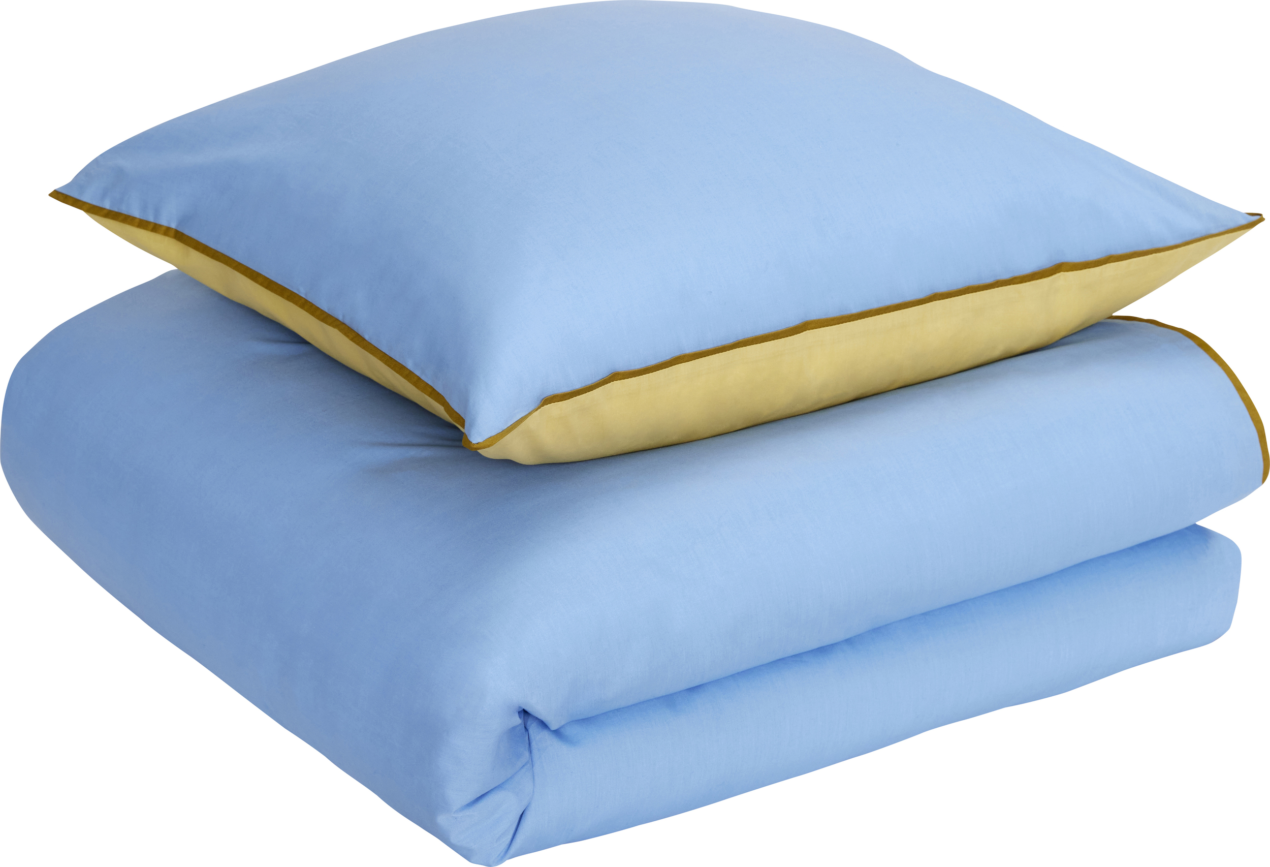 Pościel Aki 140 x 220 cm niebiesko-żółta z poszewką na poduszkę 80 x 80 cm