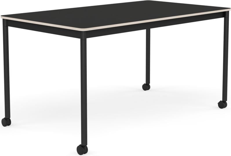 Stół na kółkach Base 80 x 140 cm czarny nanolaminat nogi czarne