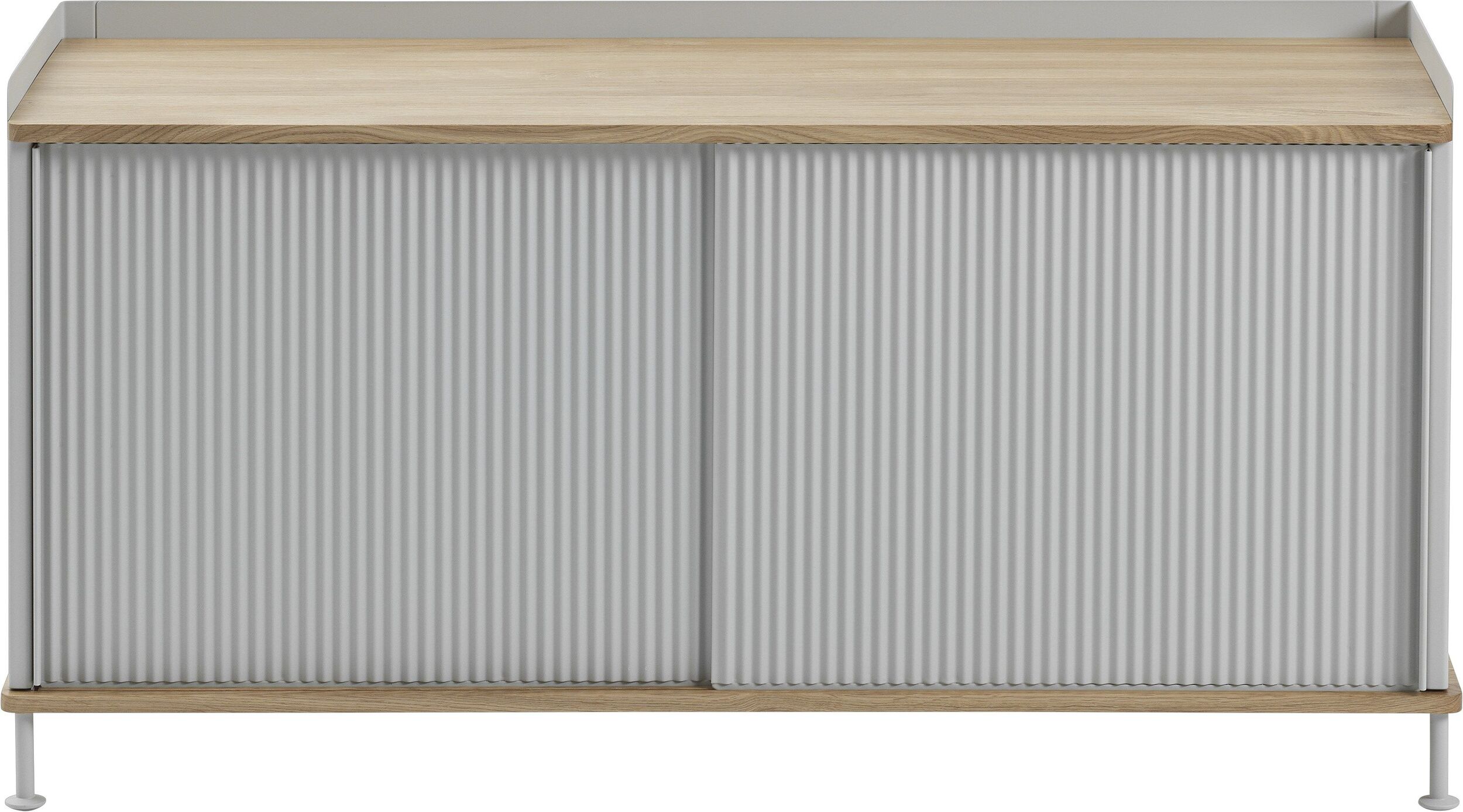 Szafka Enfold 124 cm szara z dębowym blatem