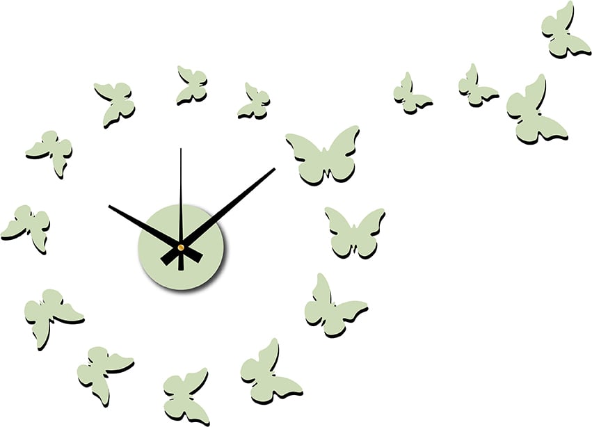 Zegar ścienny Butterfly 35 cm jasnozielony