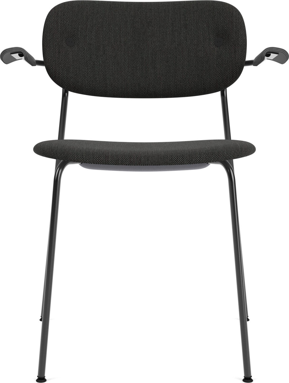 Krzesło Co czarne tapicerowane z podłokietnikami na czarnych nogach