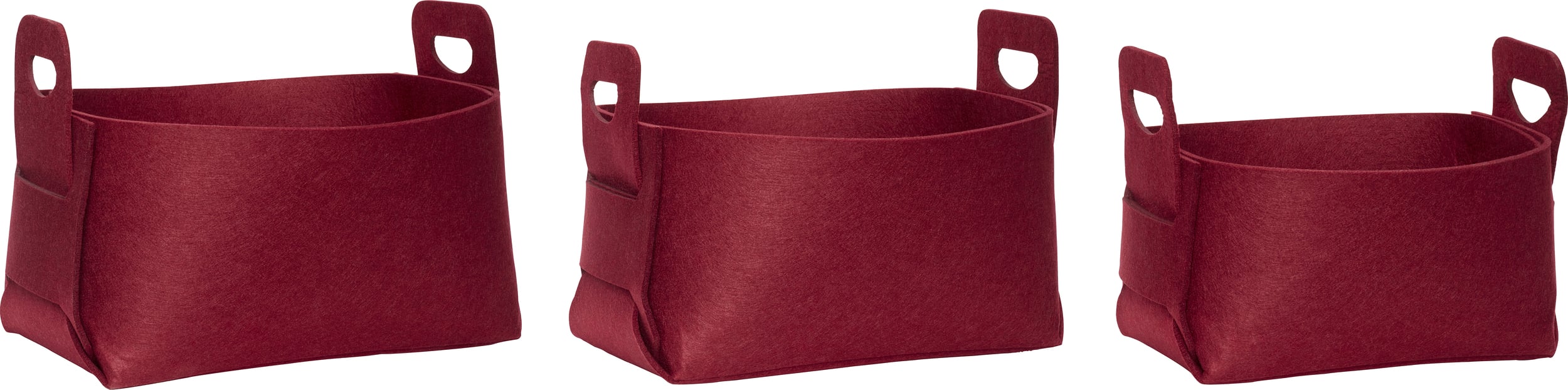 Kosze do przechowywania Hübsch kwadratowe czerwone filcowe 3 szt.