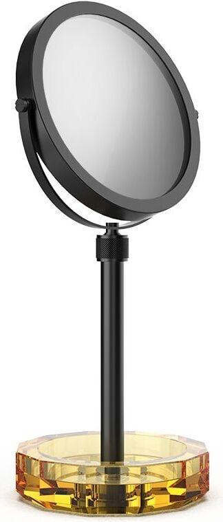 Lusterko kosmetyczne Kristall czarny mat z żółtą podstawką