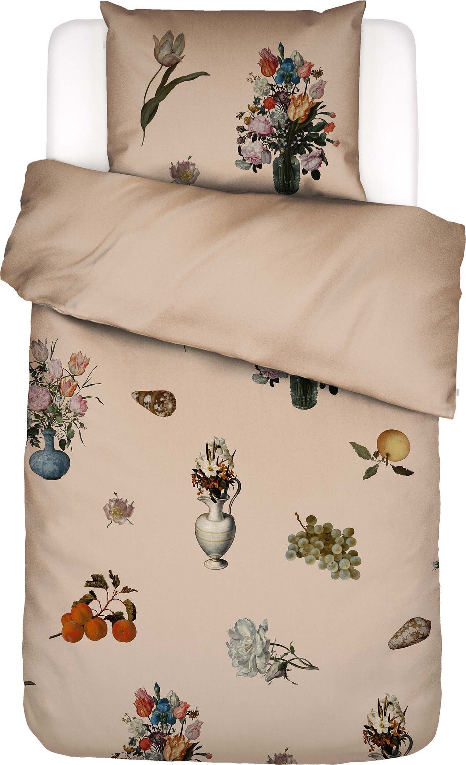 Pościel Amadee 135 x 200 cm piaskowa z poszewką na poduszkę 60 x 80 cm zapięcie suwak