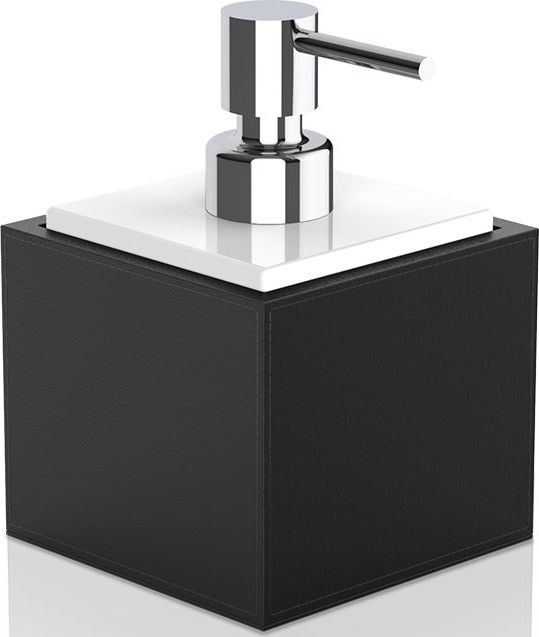 Dozownik do mydła Brownie czarno-biały z pompką chrom