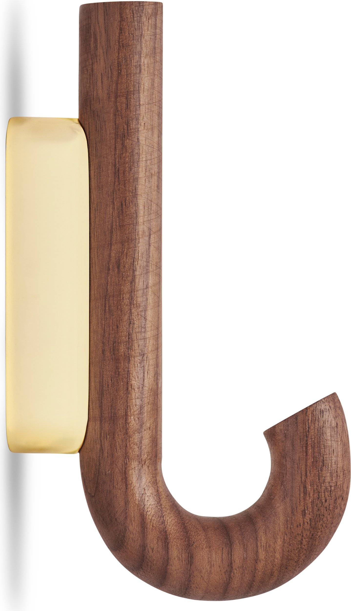 Haczyk ścienny Gejst 13,3 cm mosiądz drewno orzechowe