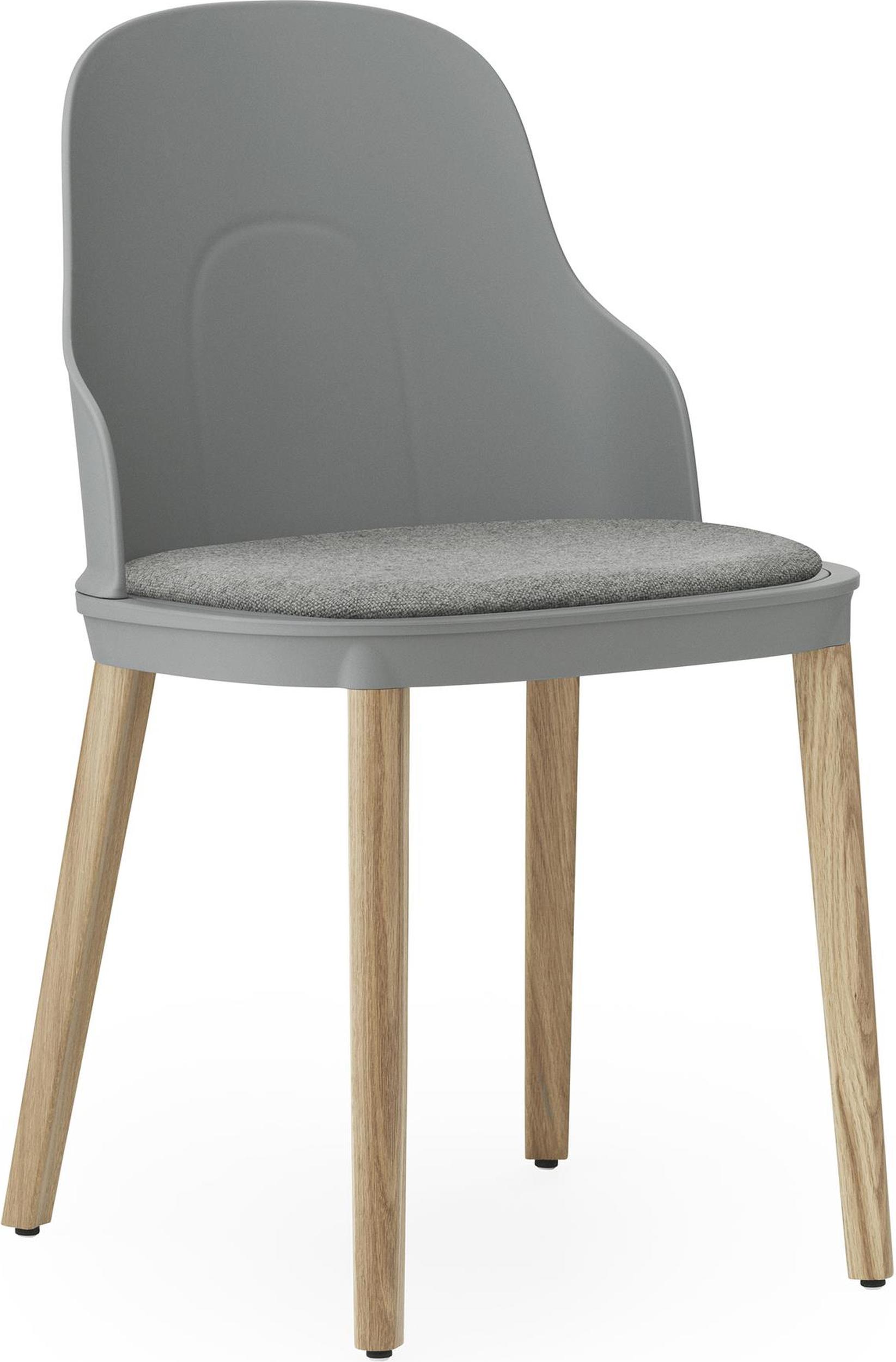 Krzesło Allez PP Main Line Flax szare z tapicerowanym siedziskiem na dębowych nogach