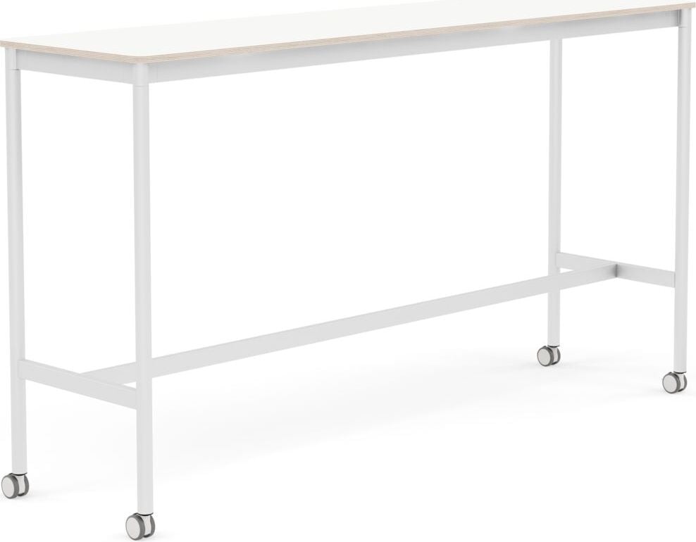 Stół na kółkach Base 50 x 190 x 105 cm biały laminowany nogi białe