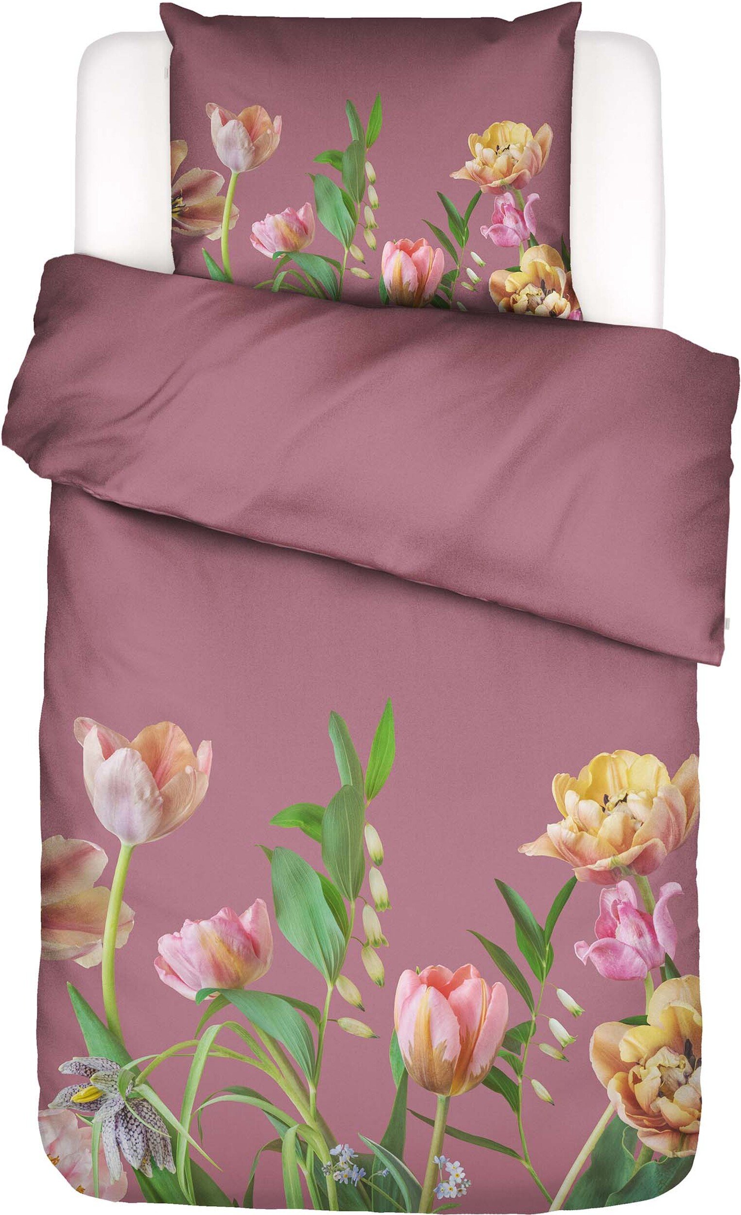 Pościel Eloise 155 x 220 cm jasnofioletowa z poszewką na poduszkę 80 x 80 cm zapięcie flap