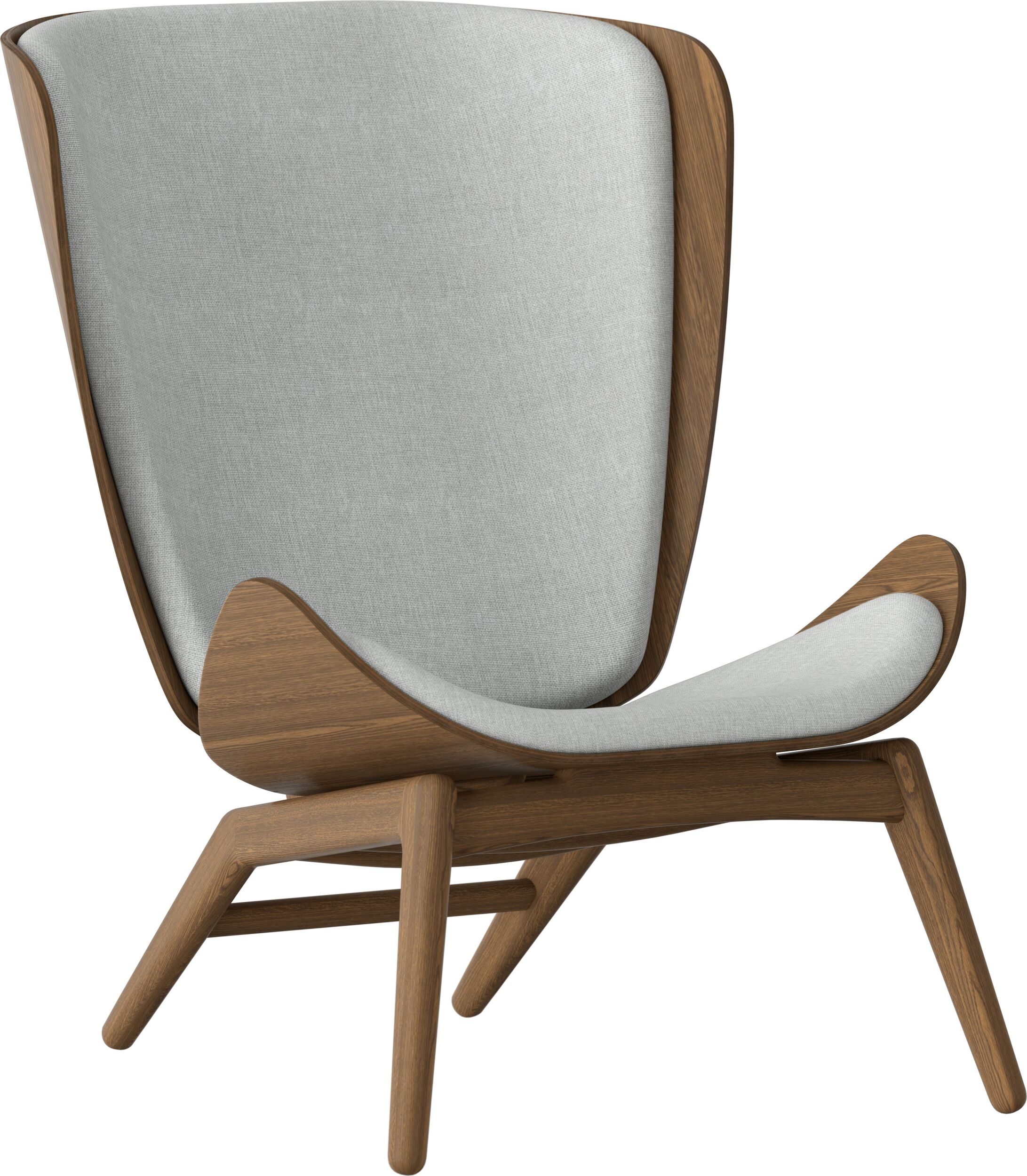 Fotel The Reader jasnoszary na ciemnych dębowych nogach