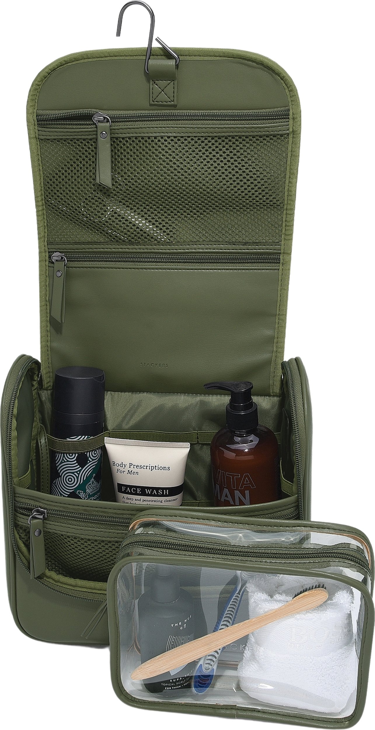 Kosmetyczka podróżna do zawieszenia Stackers Canvas zielona