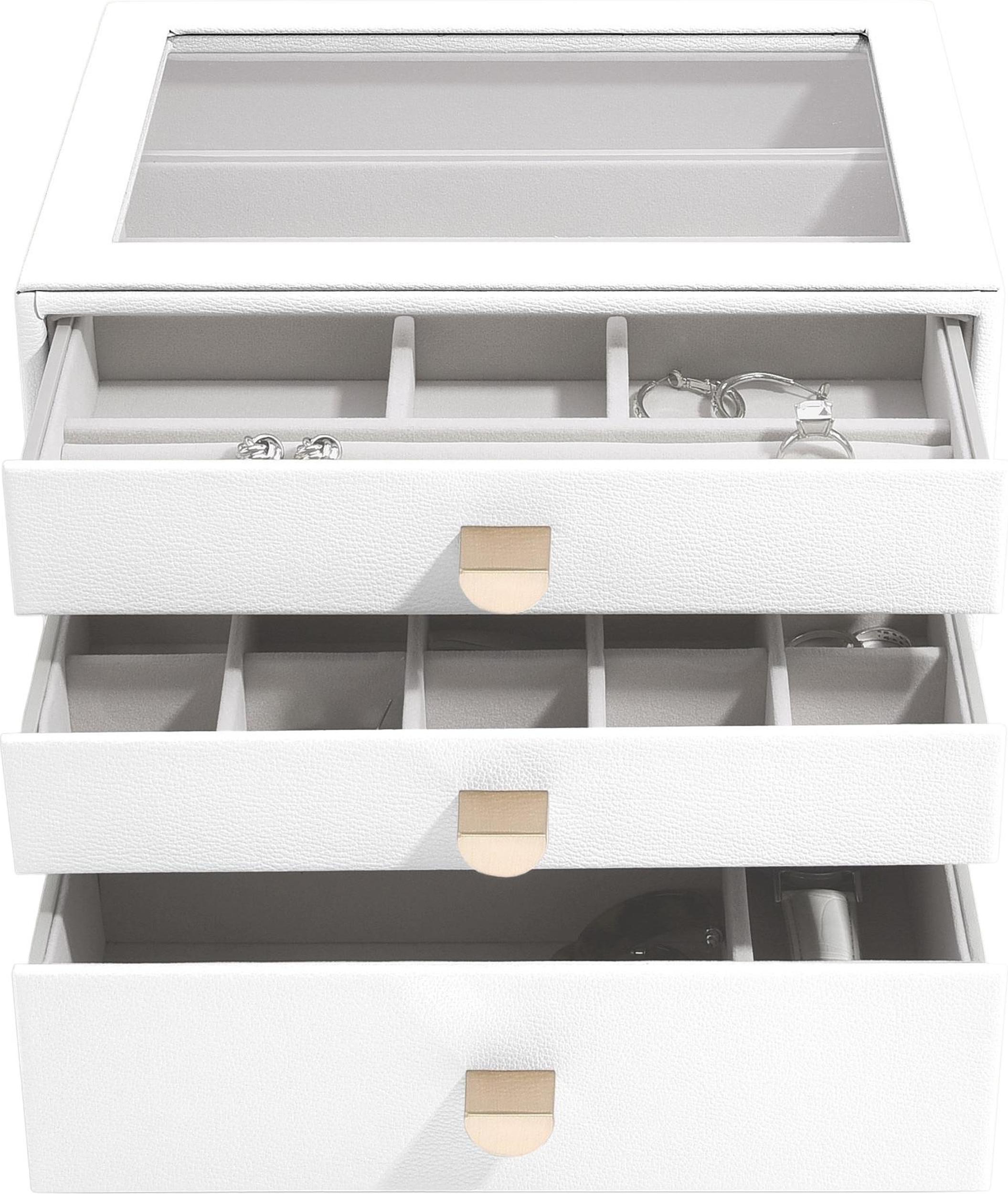 Szkatułka na biżuterię Stackers Pebble classic biała z 3 szufladami