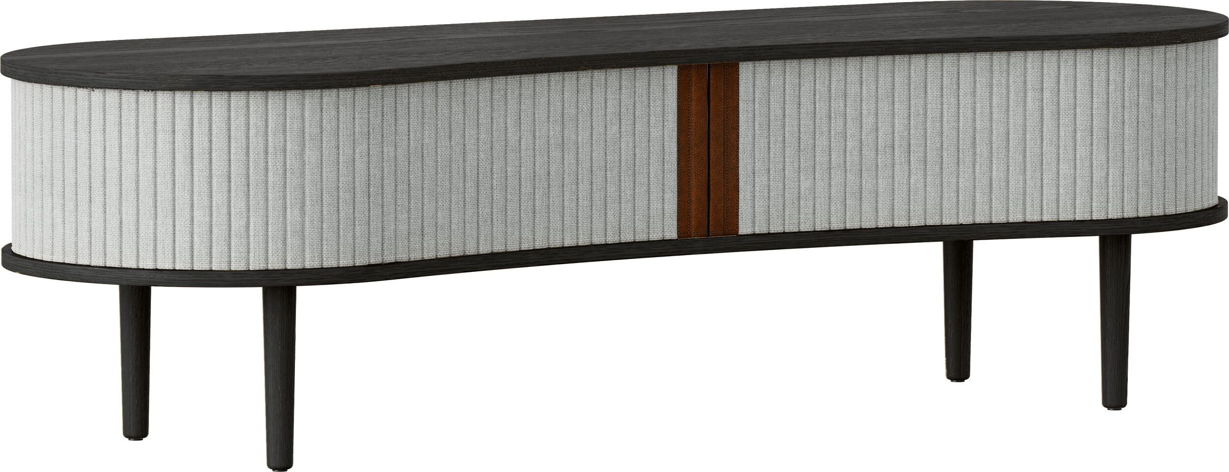 Szafka Audacious 140 cm jasnoszara na czarnych dębowych nogach