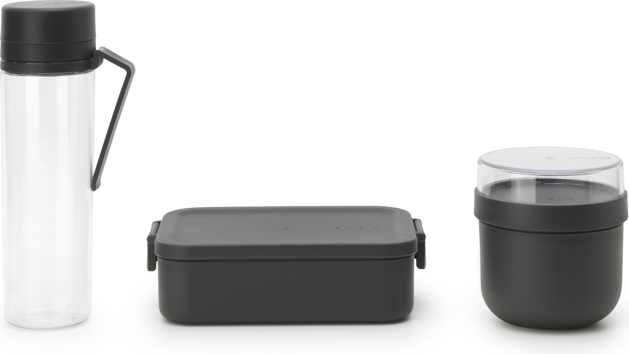 Pojemniki na lunch Make & Take szare z butelką 3 el.