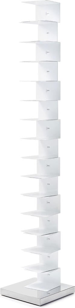 Regał Ptolomeo Art 215 cm biały ze srebrną podstawą