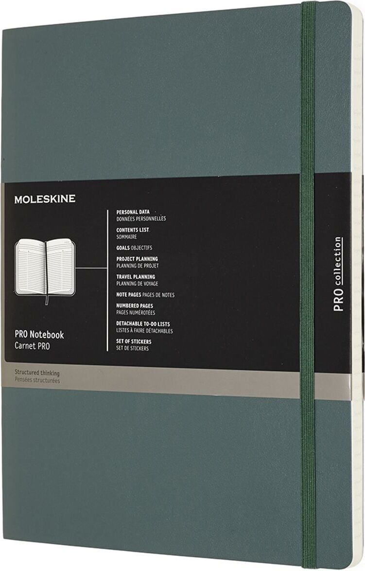 Notes w linię Moleskine Professional XL 192 strony zielony miękka oprawa
