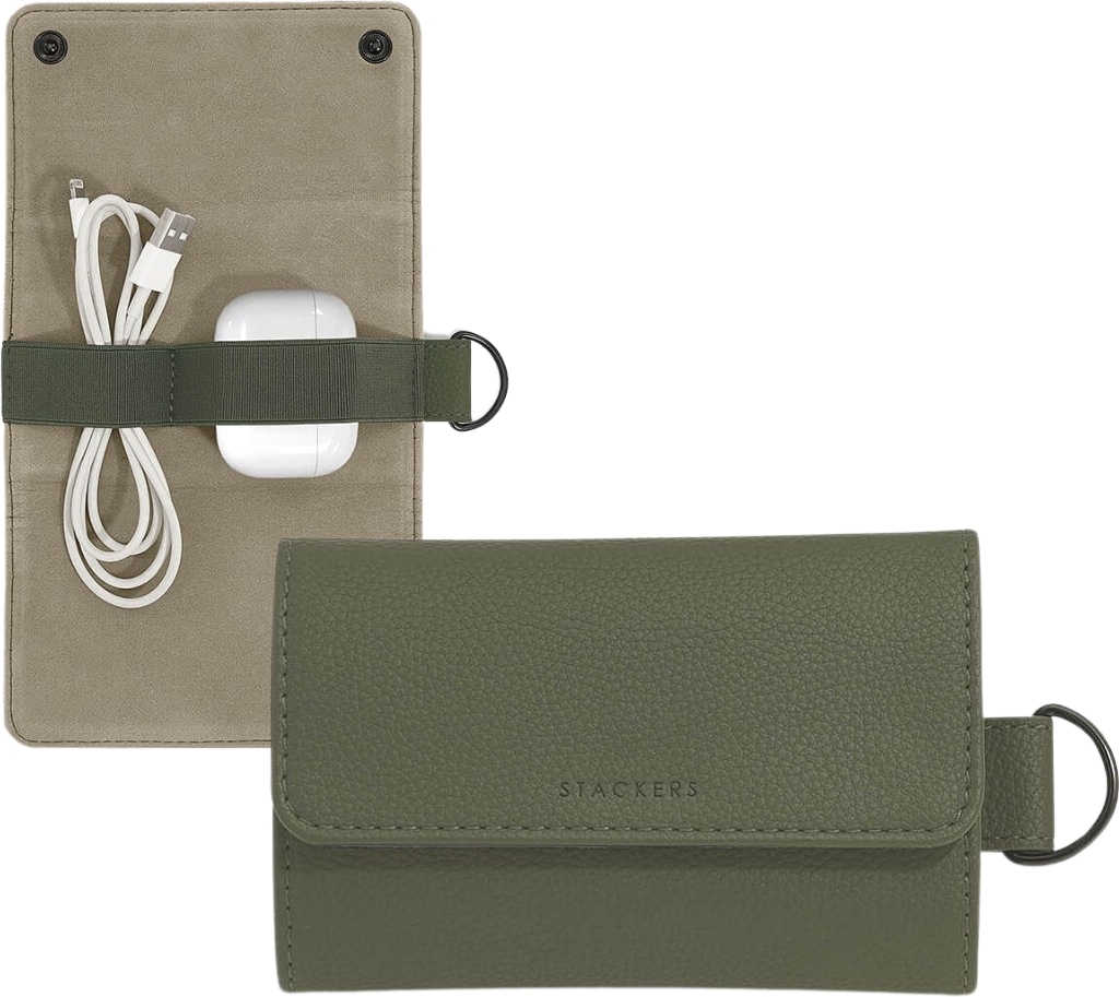 Etui na ładowarki i słuchawki Stackers Compact Pebble oliwkowe