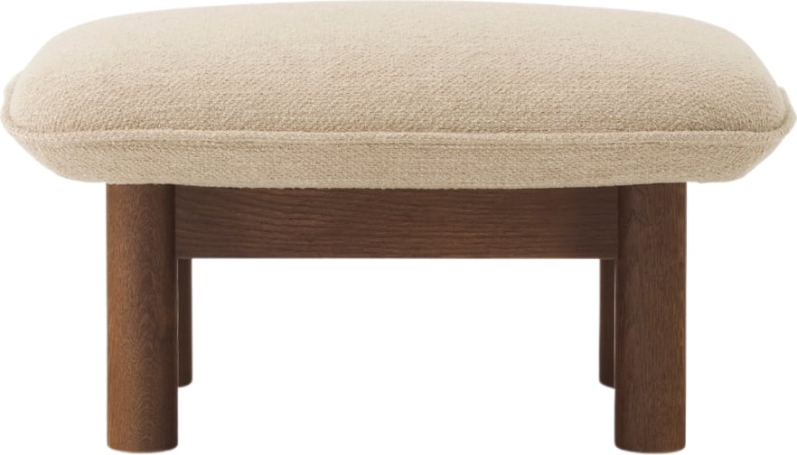 Podnóżek Brasilia Bouclé beżowy na ciemnych dębowych nogach