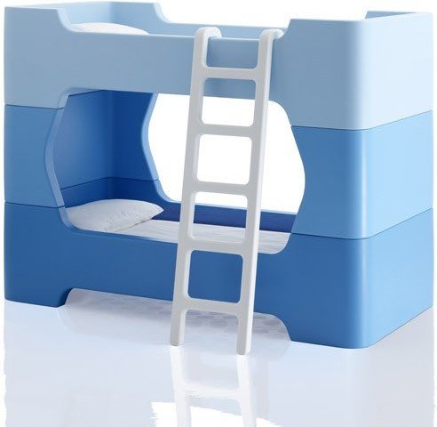 Elementy łączące łóżka pojedyncze Bunky z drabinką niebieskie