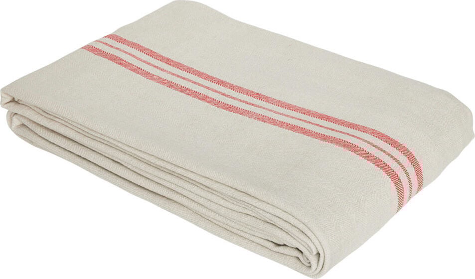 Obrus Linu 140 x 260 cm beżowo-czerwony