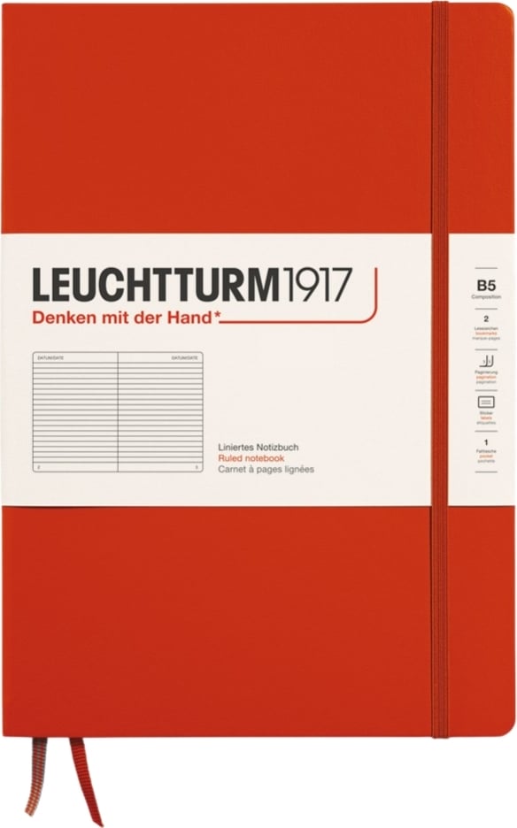 Notes w linię w twardej oprawie Leuchtturm 1917 B5 219 stron ciemnopomarańczowy 80 g/m²