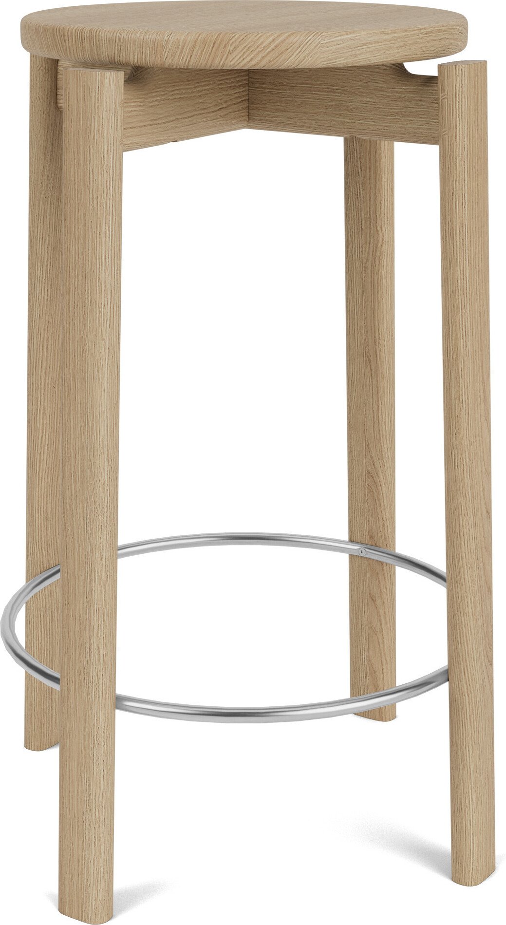 Stołek barowy Passage 65 cm dąb naturalny ze srebrnym podnóżkiem