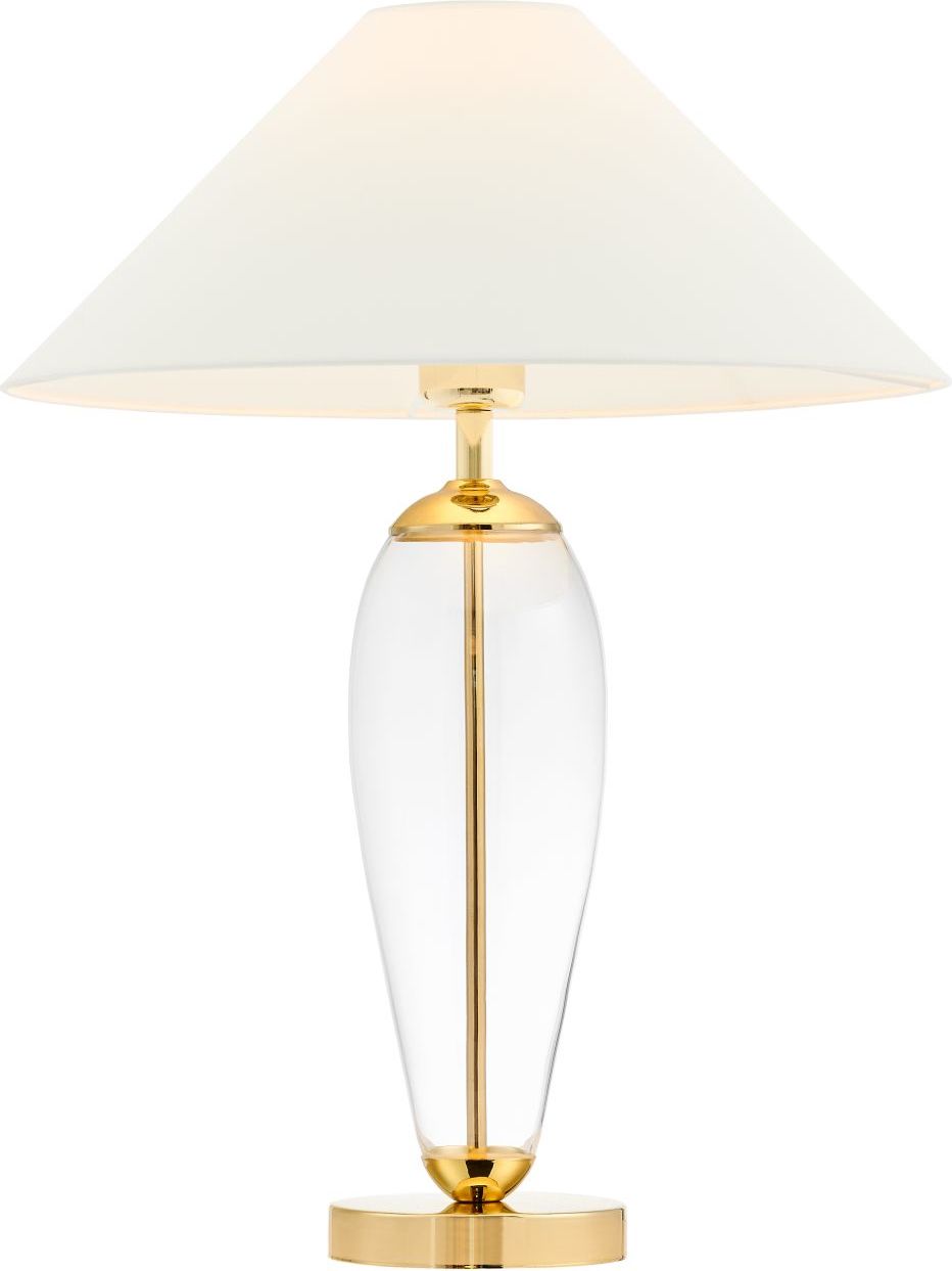 Lampa stojąca Rea Gold transparentna podstawa biały abażur