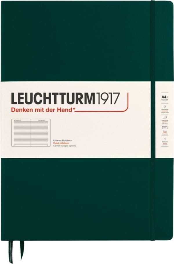 Notes w linię w twardej oprawie Leuchtturm 1917 A4+ 235 stron leśna zieleń 100 g/m²