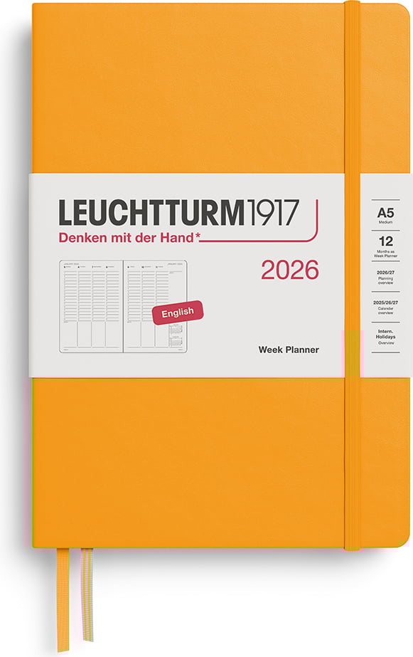 Planer tygodniowy kolumnowy w twardej oprawie Leuchtturm 1917 2026 EN A5 pomarańczowy