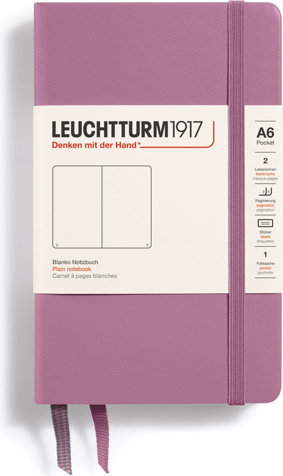 Notes gładki w twardej oprawie Leuchtturm 1917 A6 187 stron brudny róż 80 g/m²