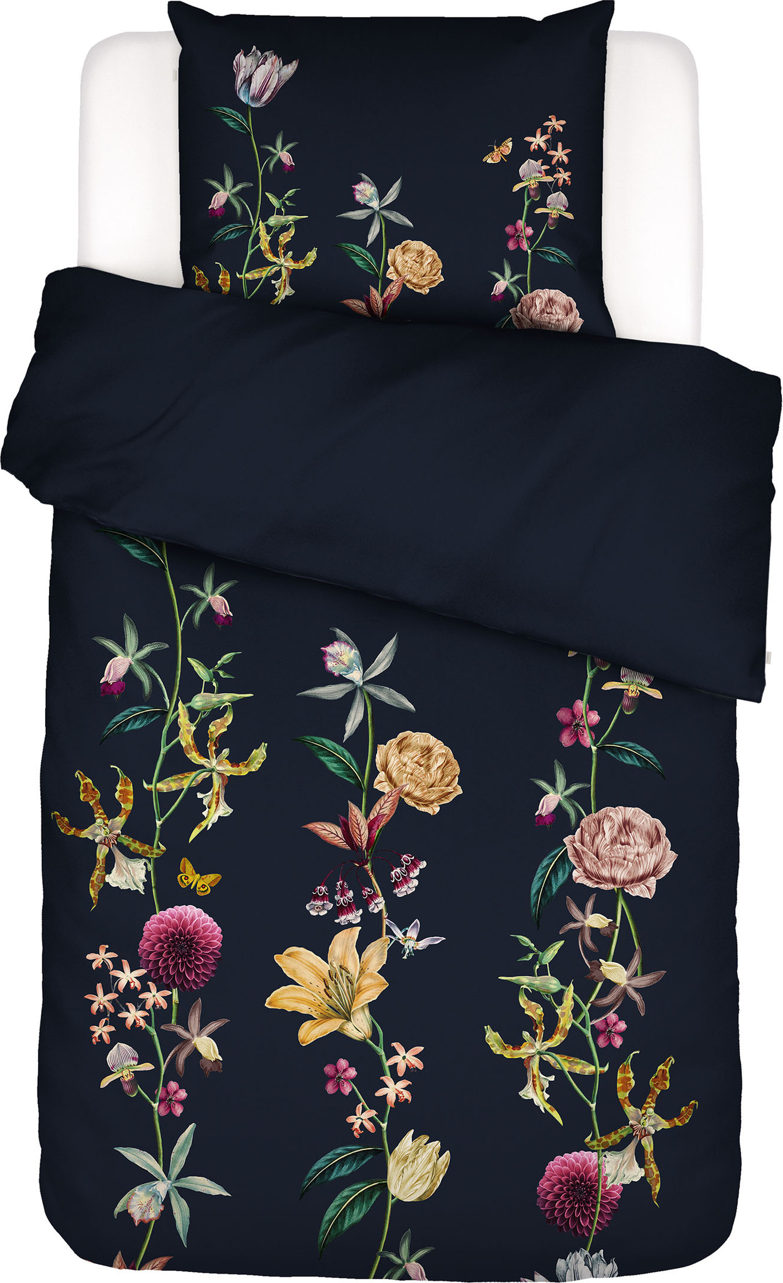 Pościel Feda 135 x 200 cm granatowa z poszewką na poduszkę 60 x 80 cm zapięcie suwak