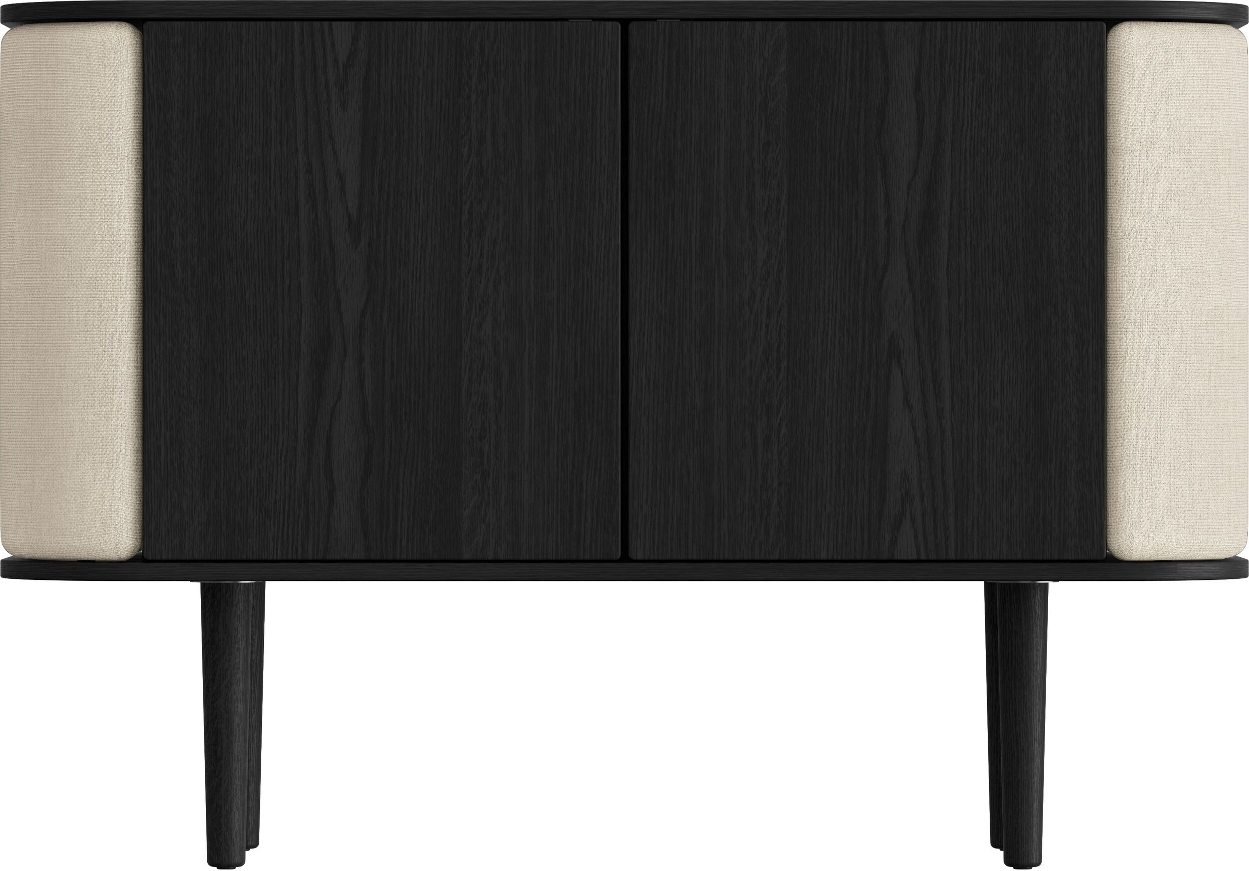 Komoda dwudrzwiowa Treasures czarny dąb i jasnopiaskowa tkanina