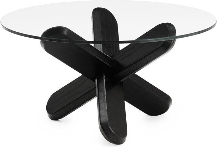 Stolik Ding czarny z transparentnym blatem