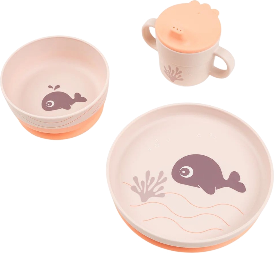 Naczynia dziecięce Foodie Wally różowe 3 el.