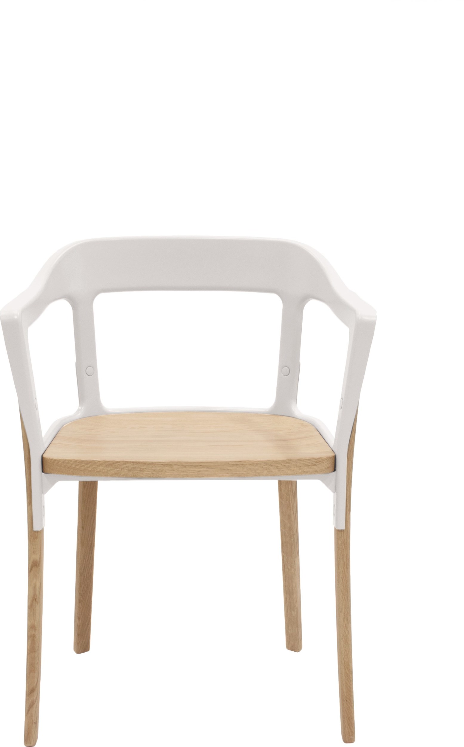 Krzesło Steelwood nogi i siedzisko naturalny dąb, oparcie białe