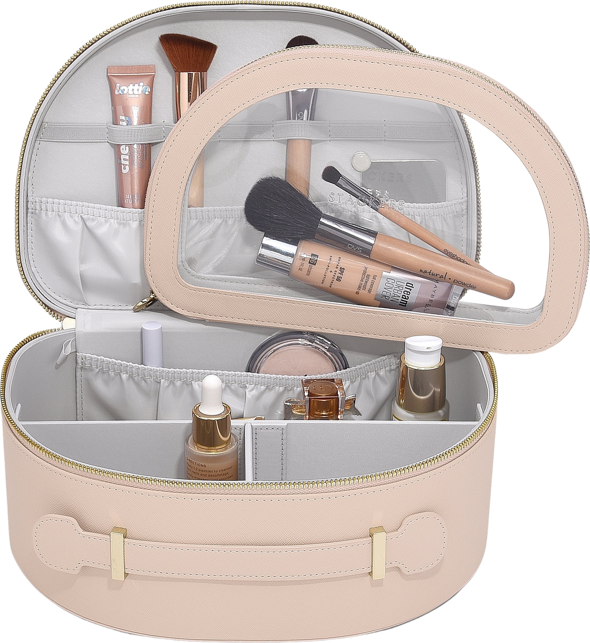 Kosmetyczka Stackers jasnoróżowa z uchwytem 2 el.