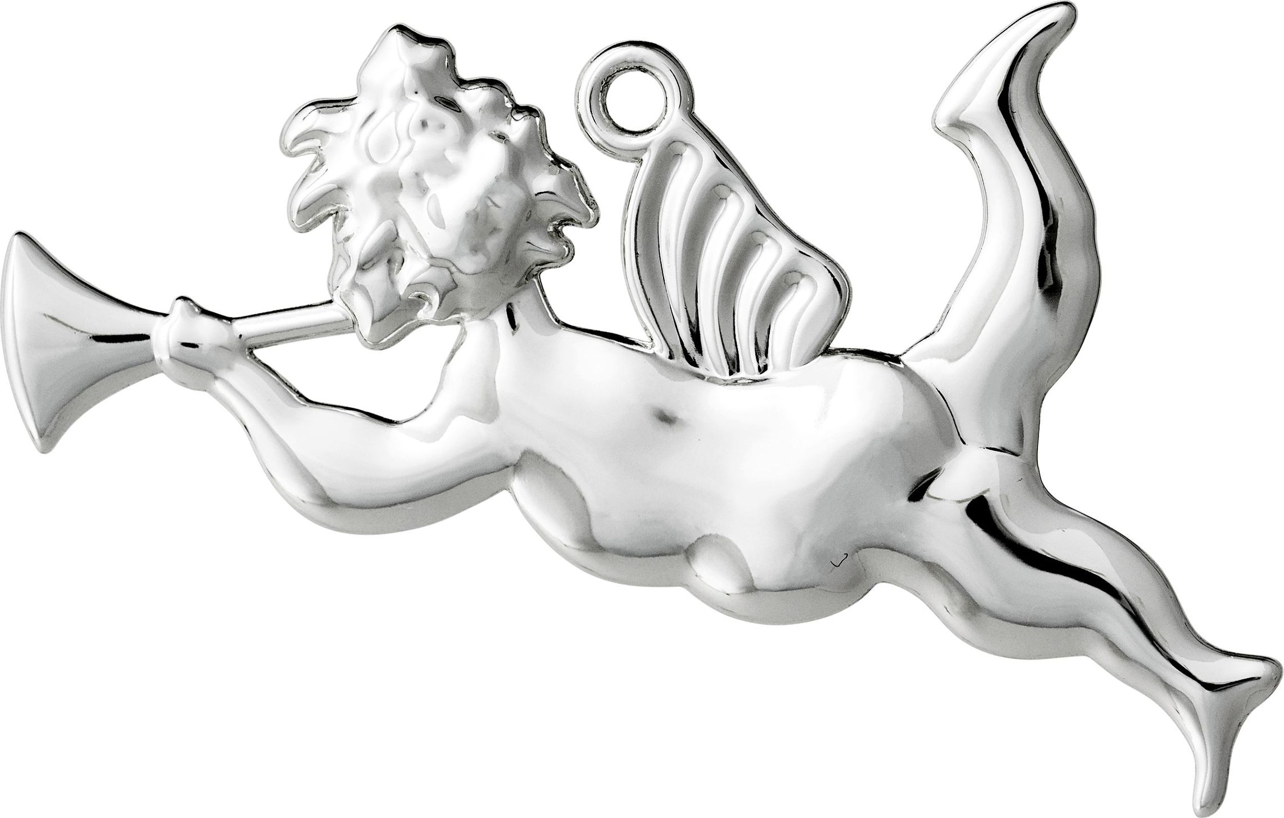 Dekoracja choinkowa Karen Blixen anioł z trąbką srebrna