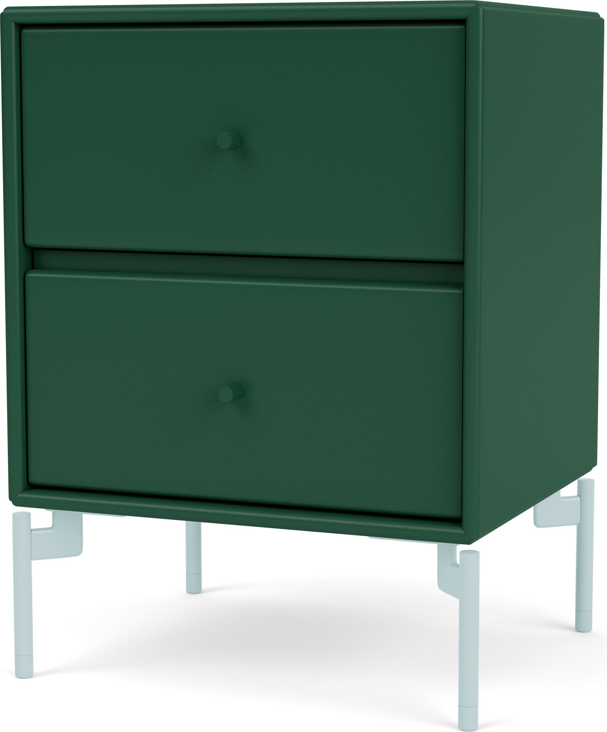 Szafka nocna Drift ciemnozielona na jasnobłękitnych nogach