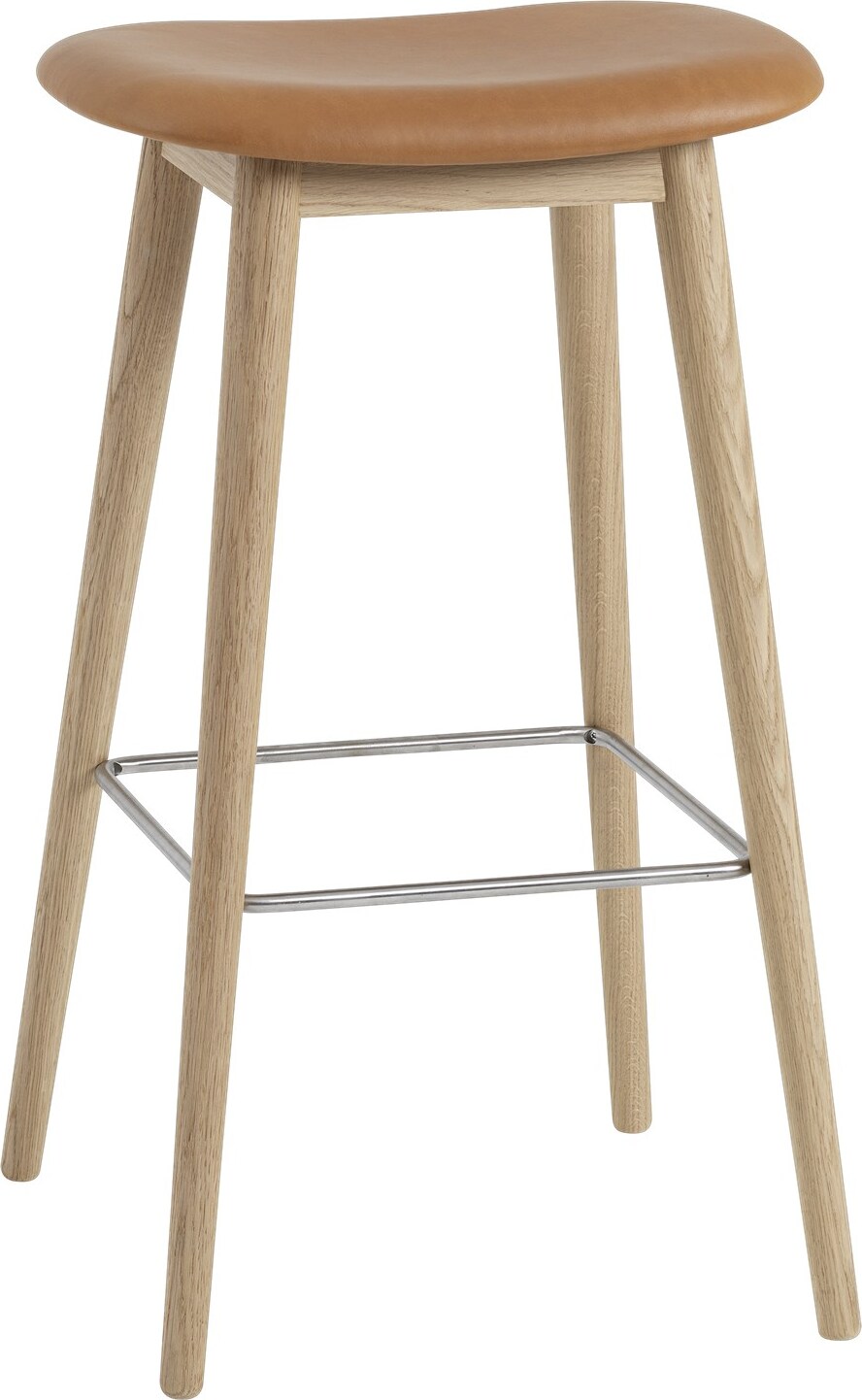 Stołek barowy Fiber Refine Leather Cognac 75 cm tapicerowany